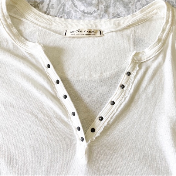 FREE PEOPLE Military Mix Henley Ivory Combo Large - Picture 5 of 9